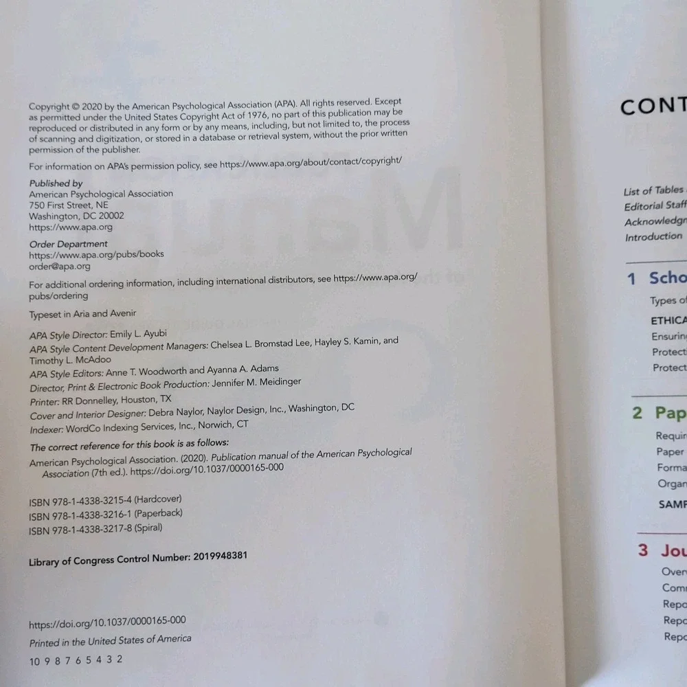 Publication Manual of the American Psychological Association 7th Edition HC